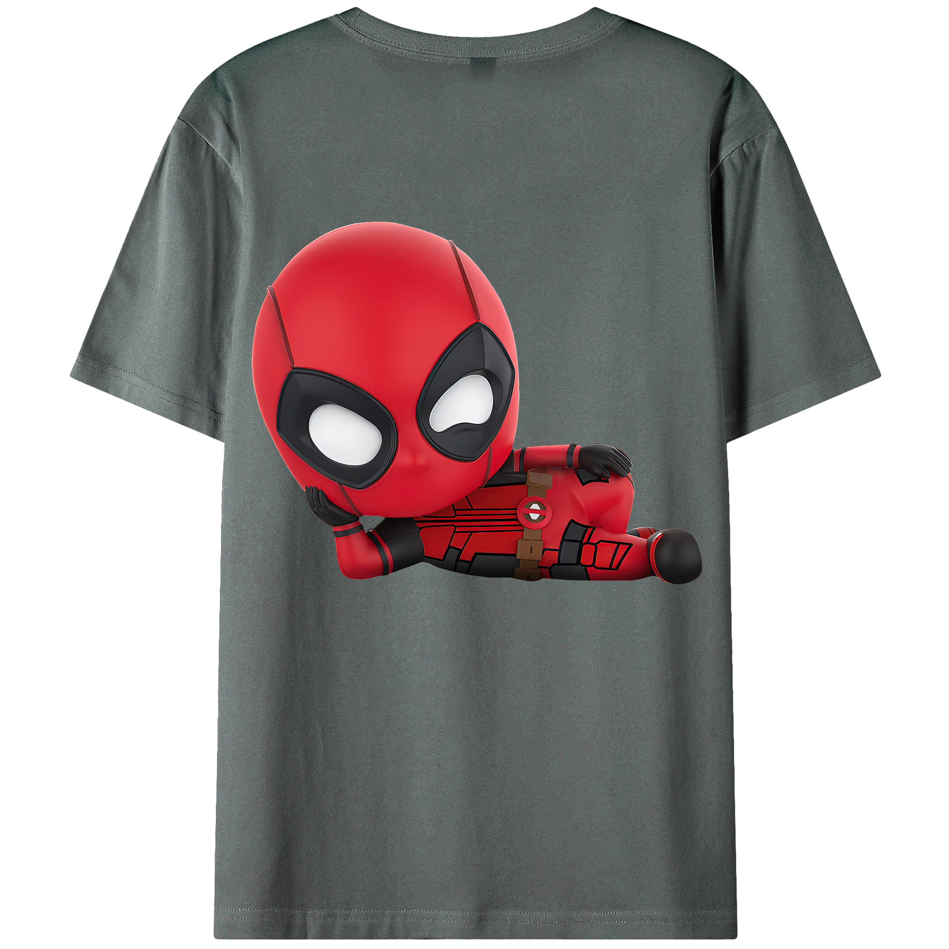 （画像用） Deadpool デッドプール 綿100％ メンズ半袖Tシャツ（バックプリント） 通気性